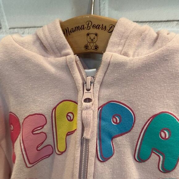 Toddler Girls 5T Peppa Pig Zip-up Sweatshirt with Hoodie Flower - Picture 3 of 6